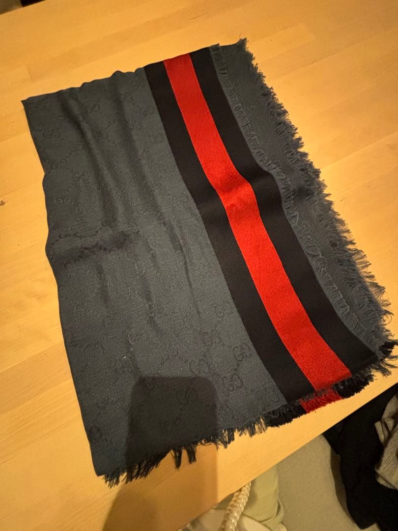 【新品未使用】GUCCI ストライプマフラー ダークグレー GUCCI（グッチ） マフラー 387574 4G200 メンズ ウール ストール